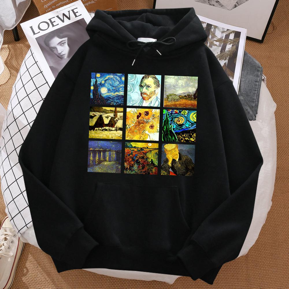 World Famous Painting Sanskrit Van Gogh Printed Women's Hoodie Fashion Fit Hoodie Hip Hop Hoodie Cartoon Sportswear for Women