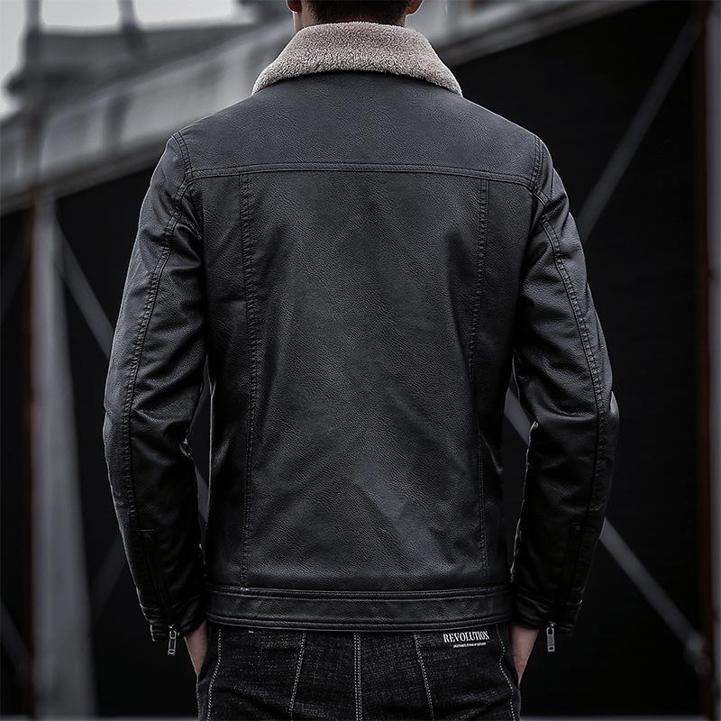 Мотоциклетная кожаная куртка мужская новая весенне-осенняя меховая интегрированная бархатная утолщенная модная красивая кожаная куртка куртка