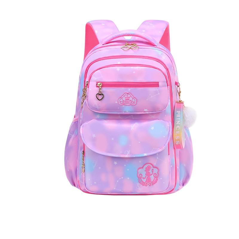 Ортопедические сумки для начальной школы для девочек, детский рюкзак с градиентными цветами, детский рюкзак большой вместимости