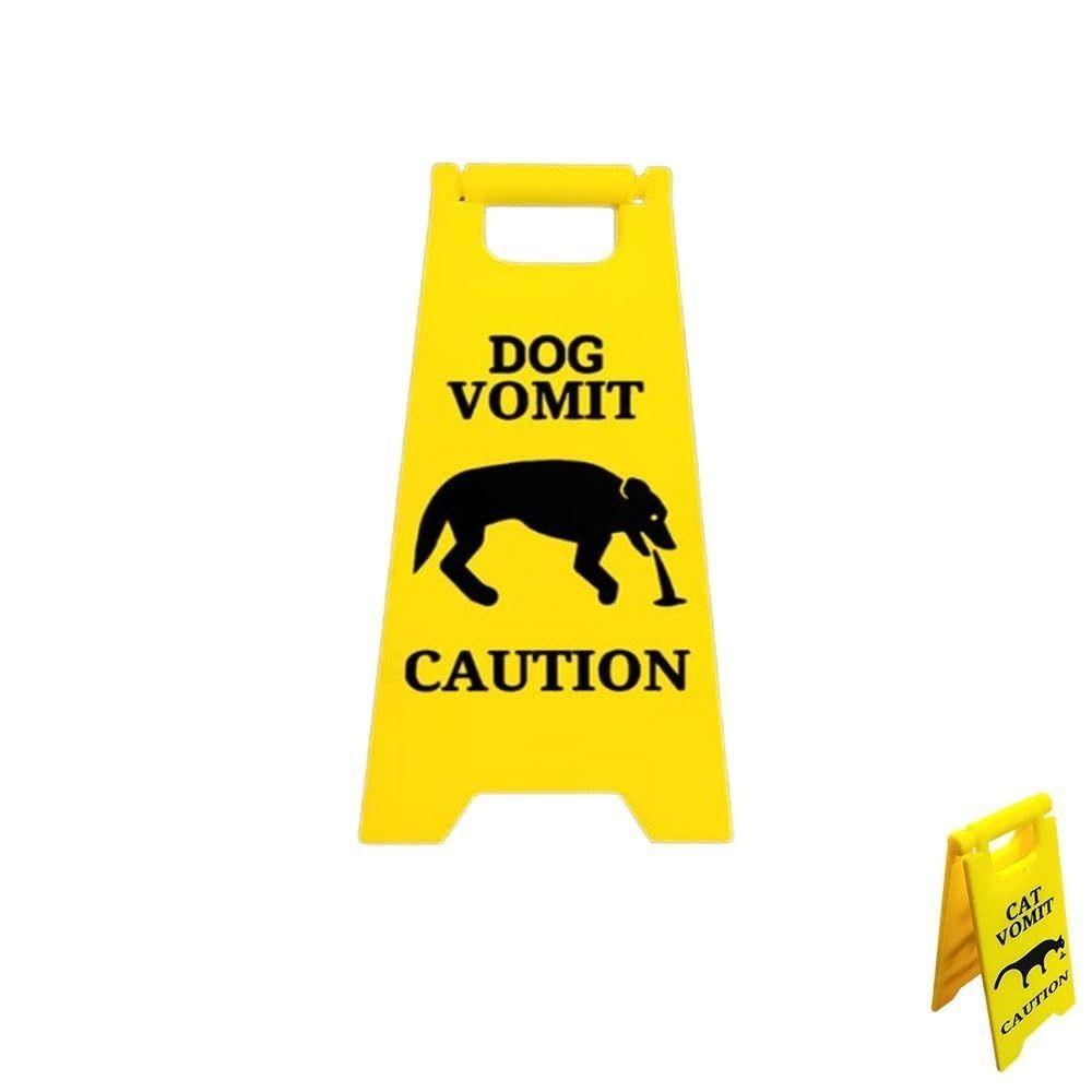 2 PCS Safety Dog Vomit Sign Wet Floor Cat Vomit Sign Funny Warning Sign  Decoration
