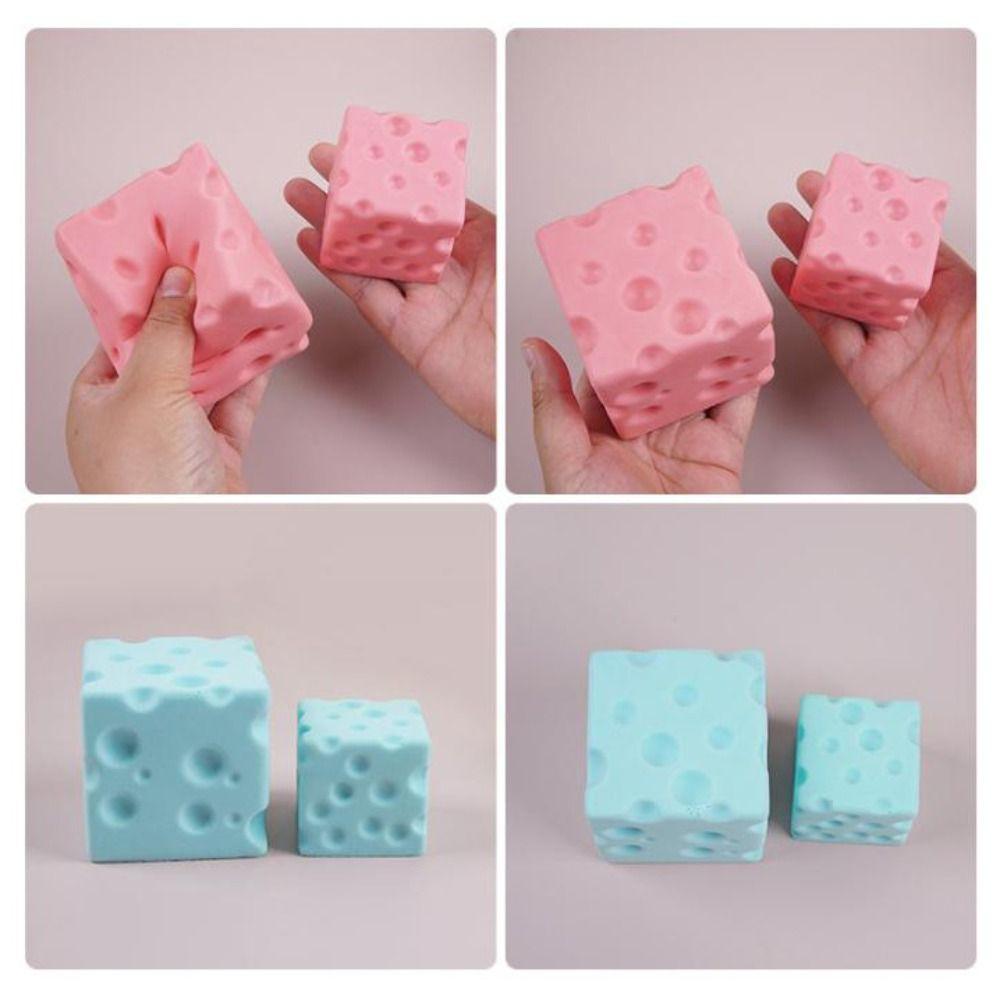PU Slow rebound Cheese Squeezed Cube 5/7cm Cheese Stress Ball Cheese Pinch Office Desk Toy