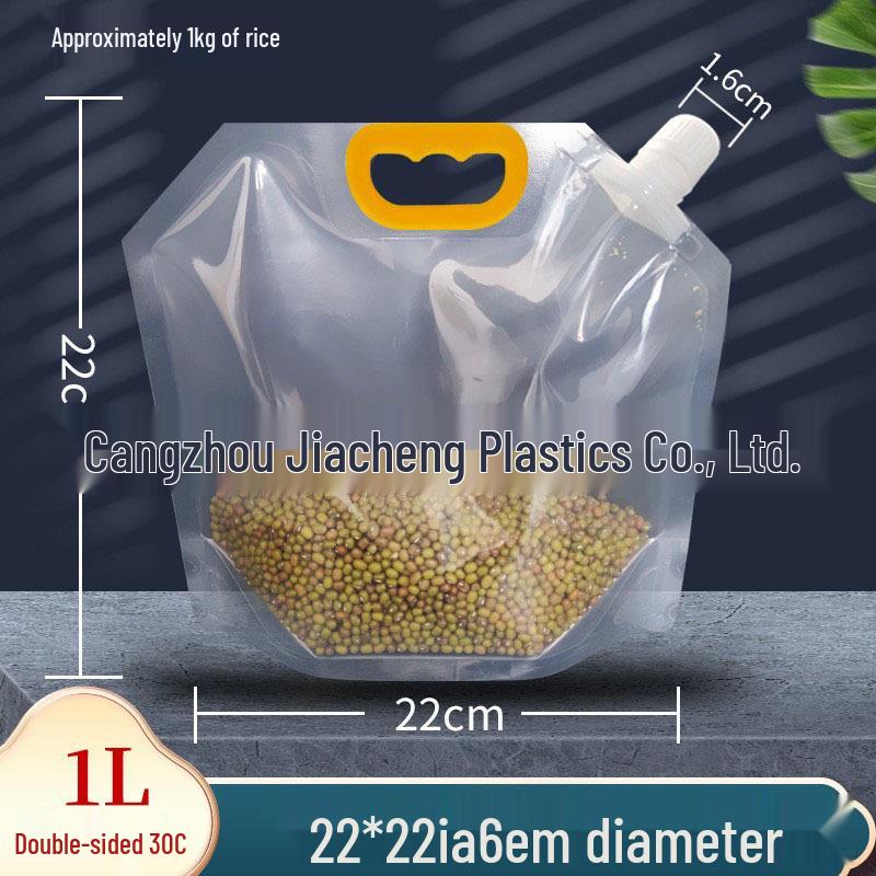 Large Transparent Spout Pouch for Grain Storage and Easy Portioning