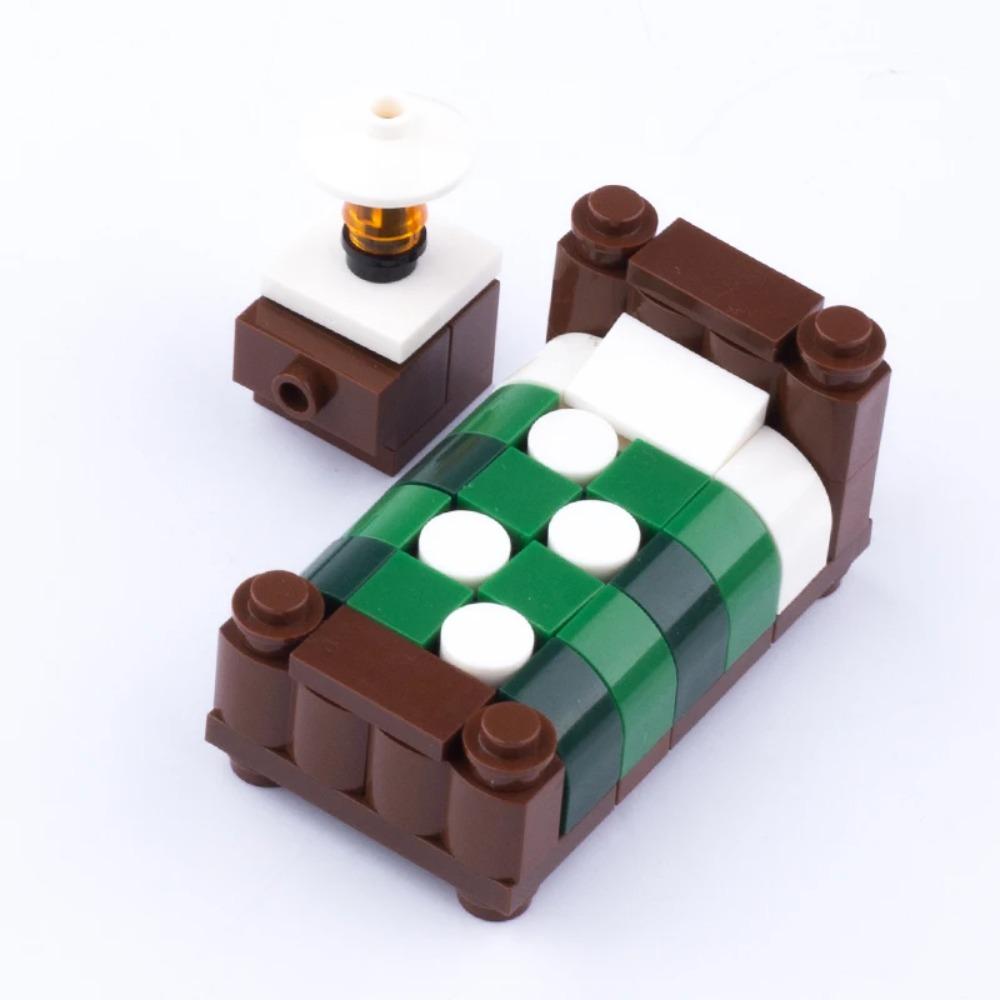 MOC City House Building Block Kitchen Office Bedroom Piano Bed Sofa icebox Lamp Bookshelf Fish Tank Bricks Set Toys