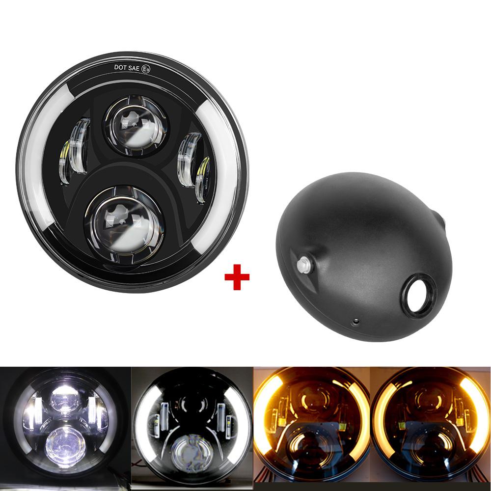 Универсальная круглая светодиодная фара для мотоцикла Cafe Racer 7,5 дюйма, фара головного света, габаритный свет, переделка 7,5'' фара для мотоцикла Cafe Racer