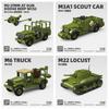 M3A1Scout Car M6 Truck M22 Locust WW2 Normandy Landings UK US Germany Army Sets Building Blocks Bricks Toy World War II Military