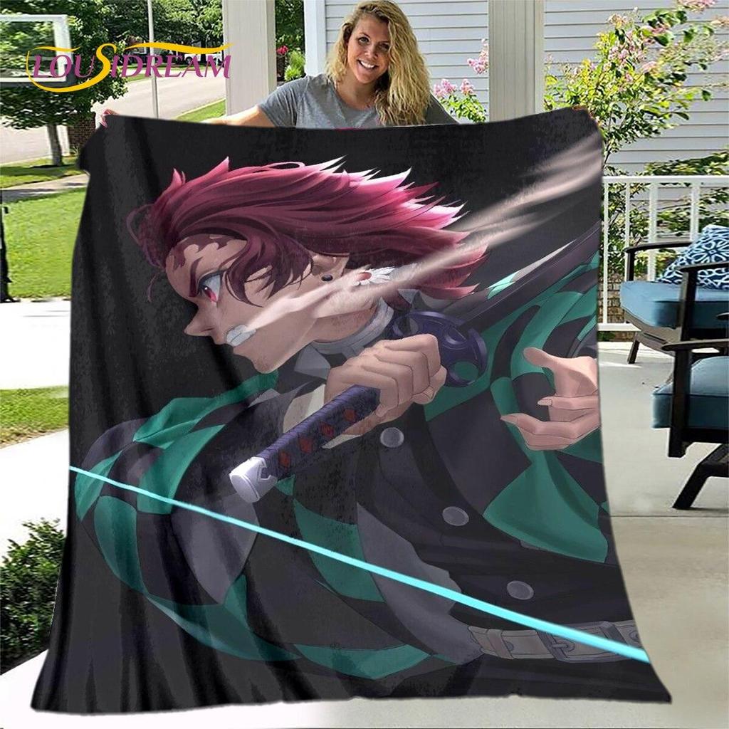Anime Cartoon Demon Slayer Blanket,Flannel Blanket Throw Blanket,Sherpa Warm Children's Blanket for Living Room Bedroom Beds