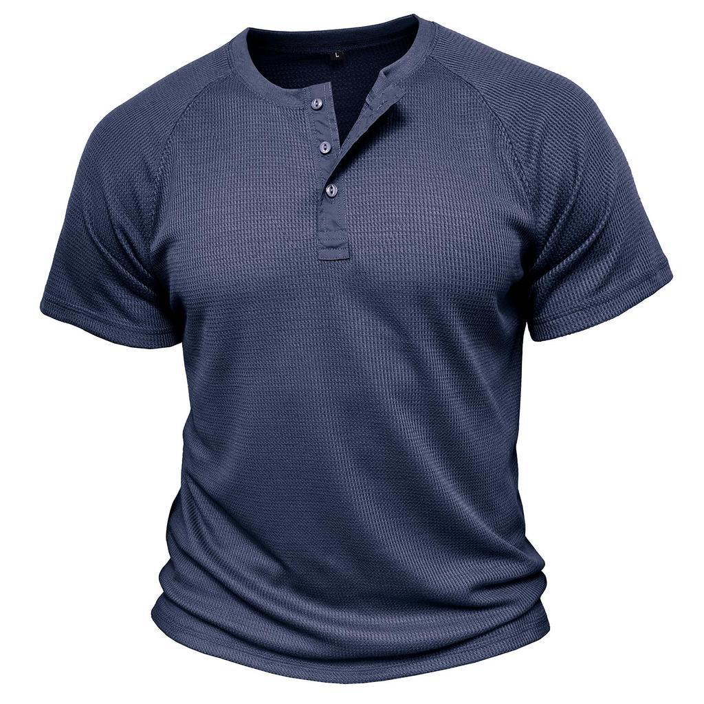 Мужские рубашки на пуговицах, вафельные футболки с короткими рукавами и круглым вырезом, летние пуловеры, повседневная праздничная повседневная одежда