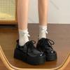 Модная женская ретро обувь в британском стиле на платформе, весенние универсальные туфли на толстой подошве, с круглым носком и средним каблуком, черные лоферы, одинарная обувь