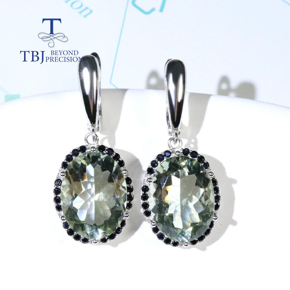 Новый!Серьги-подвески с натуральным бразильским зеленым аметистом BL, настоящие драгоценные камни, овальные 12*16 мм, комплект ювелирных изделий из стерлингового серебра 925 пробы, изысканные ювелирные изделия