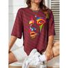 Painted Lady Face Personality Design Print T Shirt Female Street Comfortable T-Shirt