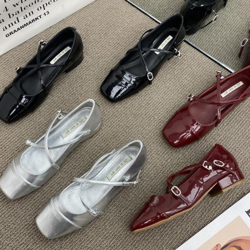 Women's Pumps Vintage Mary Jane Shoes Soft Lightweight Womens Ballet Shoes Mid Heeled Shallow Mouth Shoes for Women Summer New