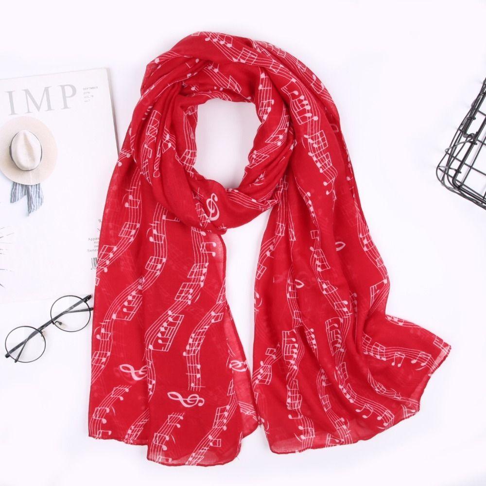 180*80cm Musical Note Print Scarf Cotton Voile Musical Note Floral Wrap  Ladies