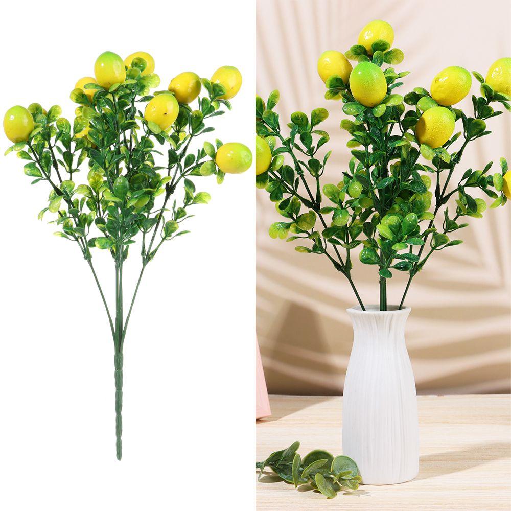 Holiday Greenery Decoration for Home Bonsai Lemon Branch Fruit with Green Leaves Artificial