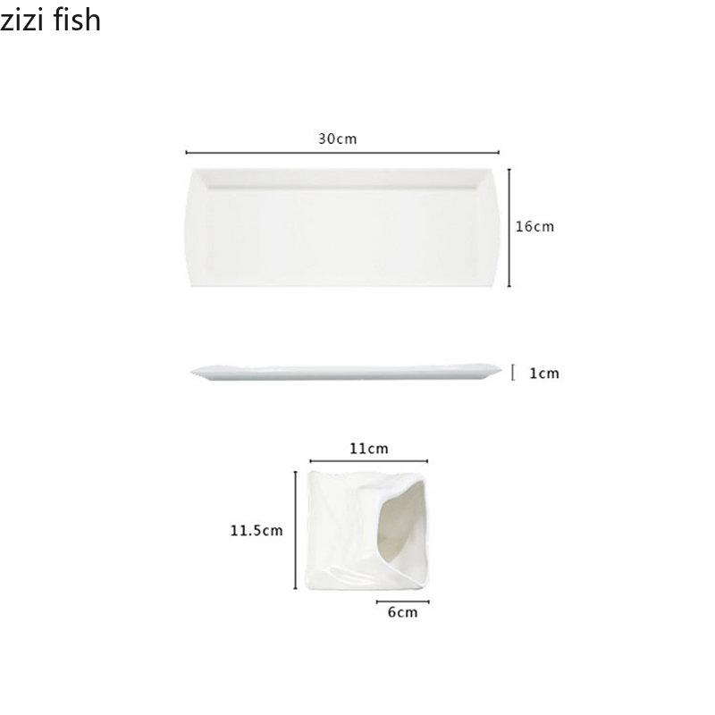 Керамическая тарелка для закусок Creative Pure White Специальная форма Тарелка для картофеля фри Десертные тарелки Тарелки для суши Посуда Обеденная тарелка