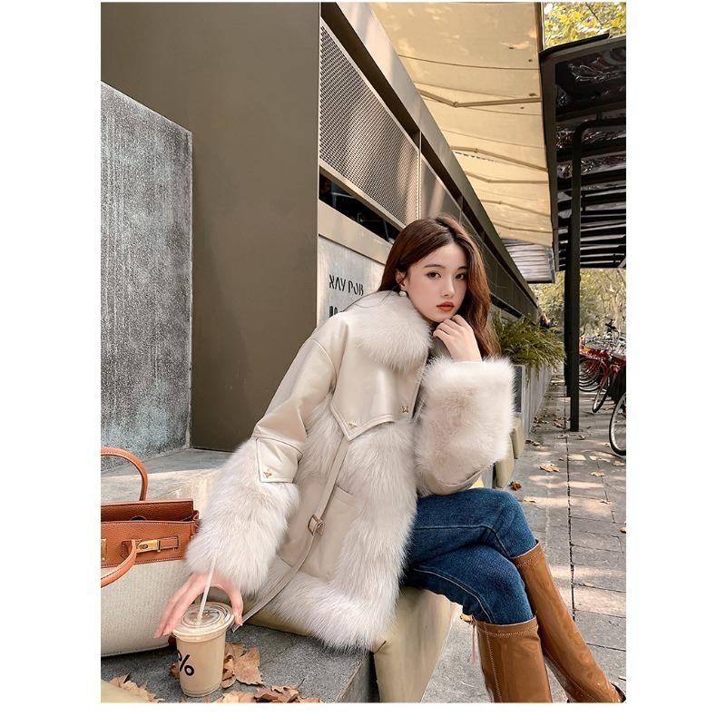 Винтажное толстое модное теплое пальто с мехом, женское зимнее новое корейское модное искусственное лисье меховое пальто с подкладкой, уличная верхняя одежда