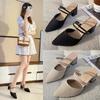 Sexy Pointed Toe Knitted Women's Sandals Solid High Heel Summer Thick Heeled Women Shoes Comfortable Zapatillas Mujer