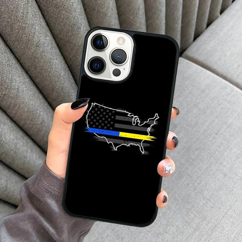 Police Thin Blue Line American Flag Phone Case For iPhone 17 Air 16 16e 15 13 14 Pro Max 11 12 Plus 2022 MAX Cover