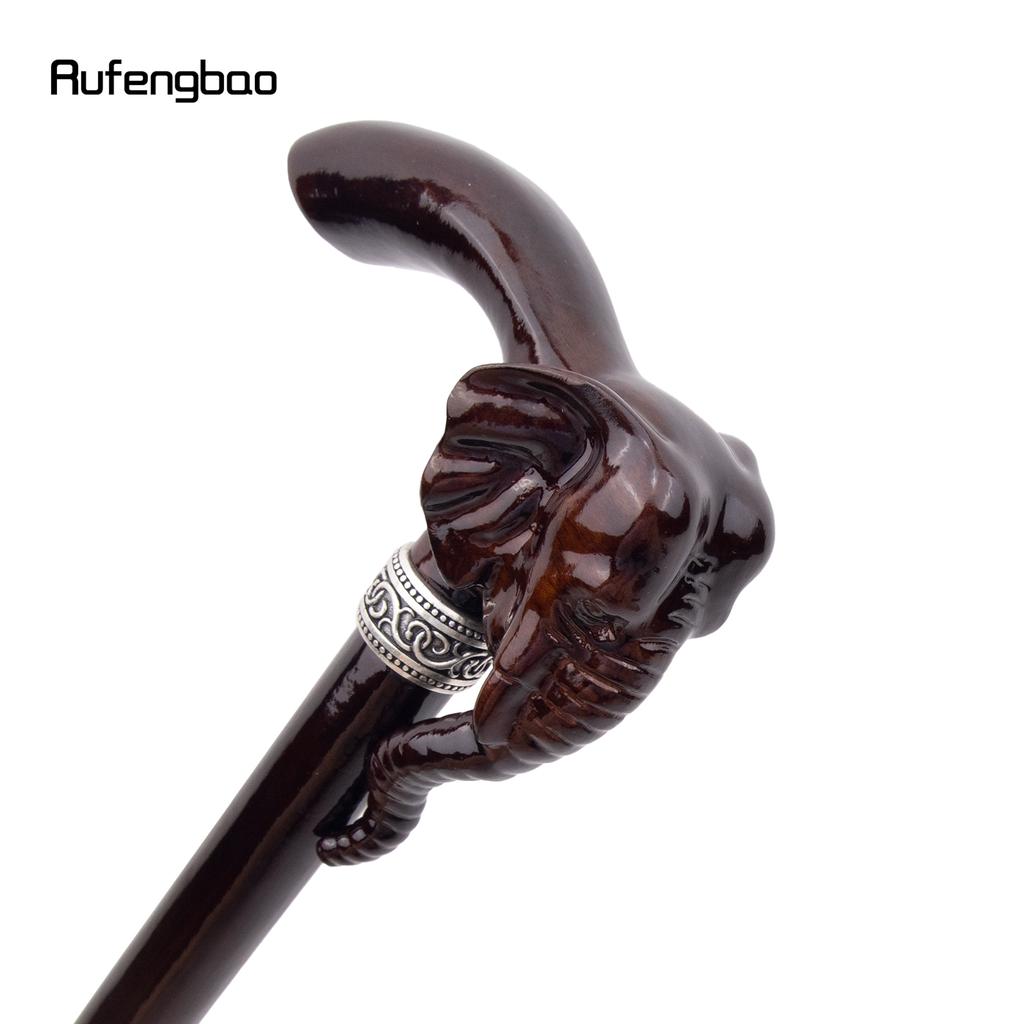Elephant Brown Wooden Fashion Walking Stick Decorative Vampire Cospaly Party Wood Walking Cane Halloween Mace Wand Crosier 90cm