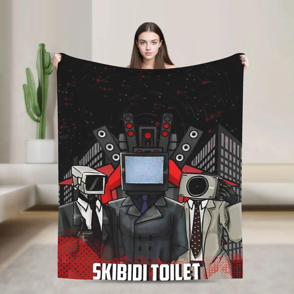 Плед Skibidi Toilet Speakerman Мягкий Эстетичный Плюшевый Плед Для Декора Дома Авиаперелеты Фланелевое Покрывало