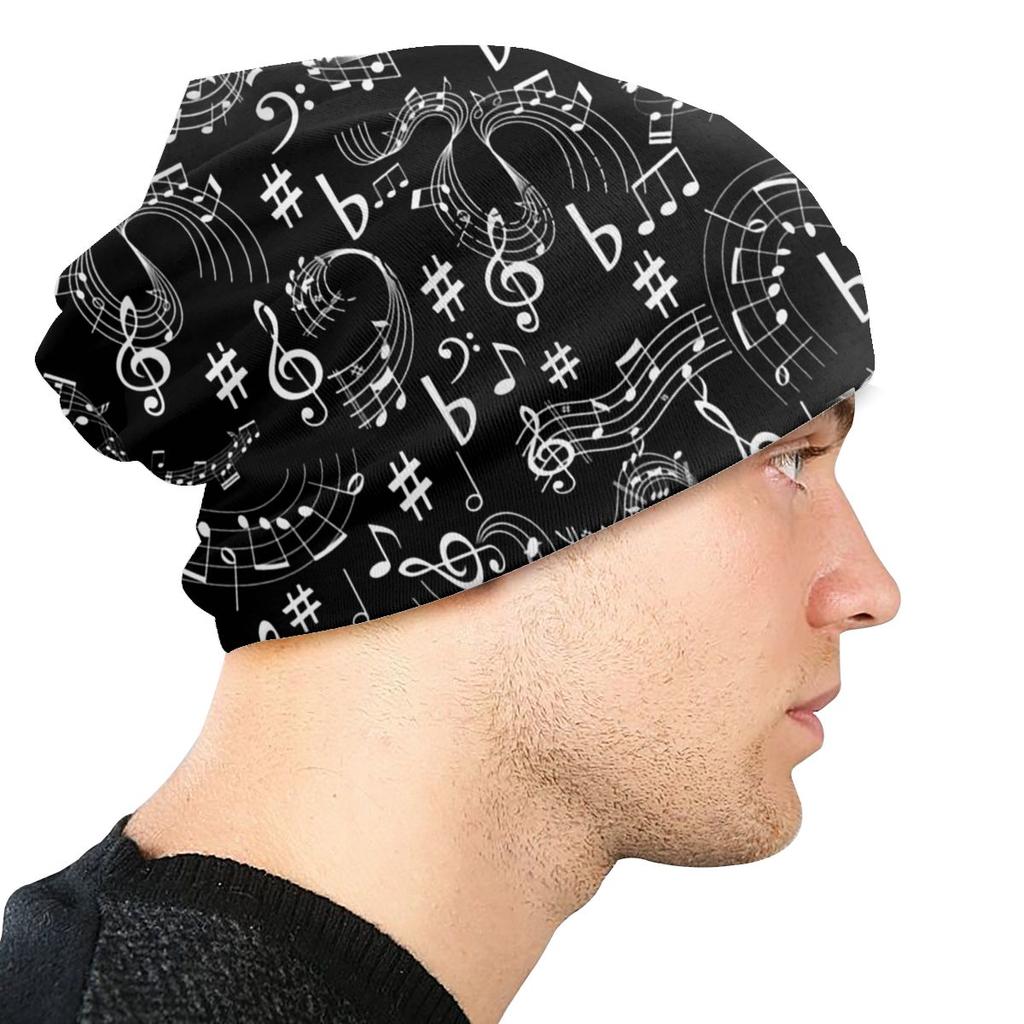 Music Musical Notes Washed Warm Bonnet Outdoor Casual Beanies Protection Unisex Women Hats