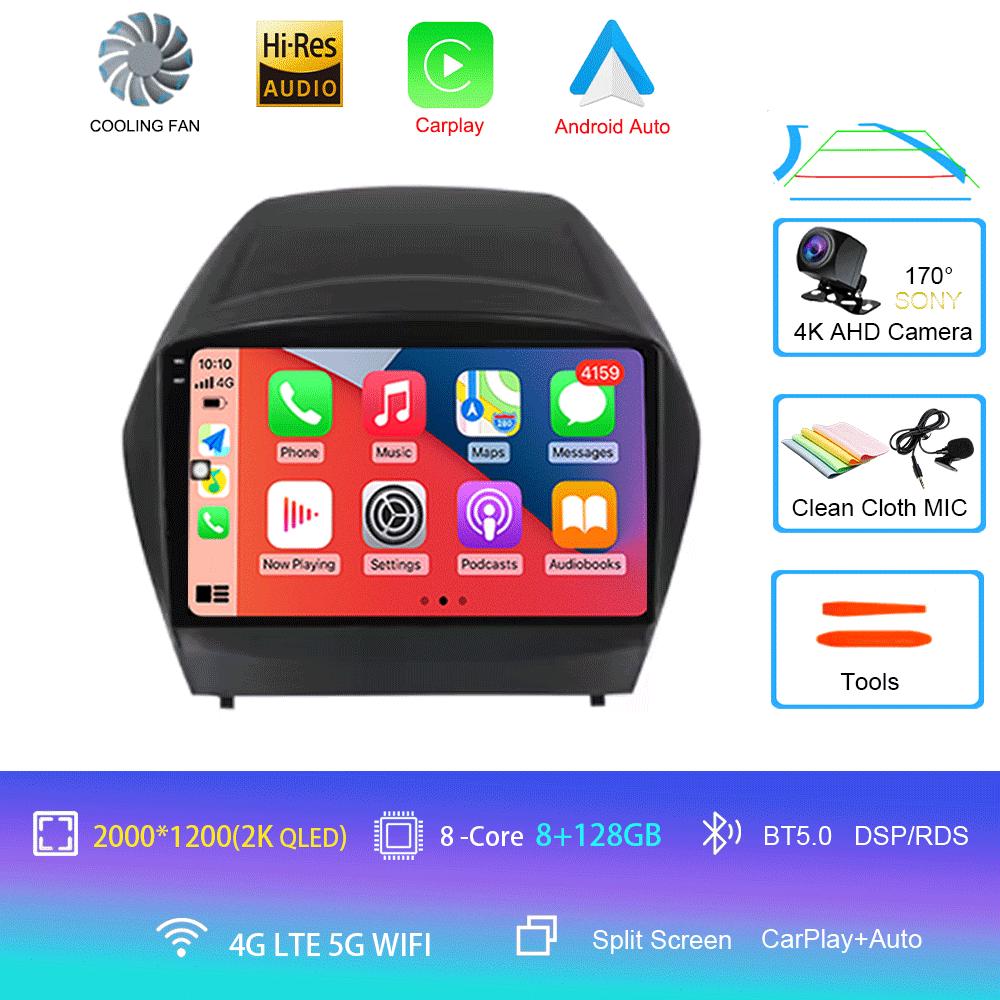 Для HYUNDAI TUCSON IX35 2012 2013 2014 2015 8Core 4G WIFI Android 14 Автомобильный мультимедийный стерео DVD-плеер Навигация GPS Радио