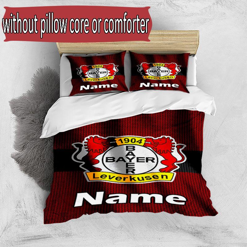 3pcs Duvet Cover Set (1*Duvet Cover + 2*Pillowcase, Without Core), Custom Name Bayer 04 Leverkusen Pattern Bedding Set, Home Bedroom Decor Gift