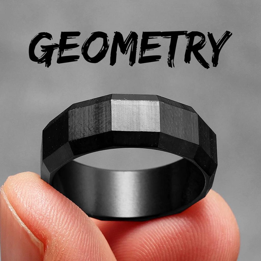 Geometric Cuts Men Rings Stainless Steel Vintage Luxury Simple Punk New In Women Jewelry Fashion Accessories Gift