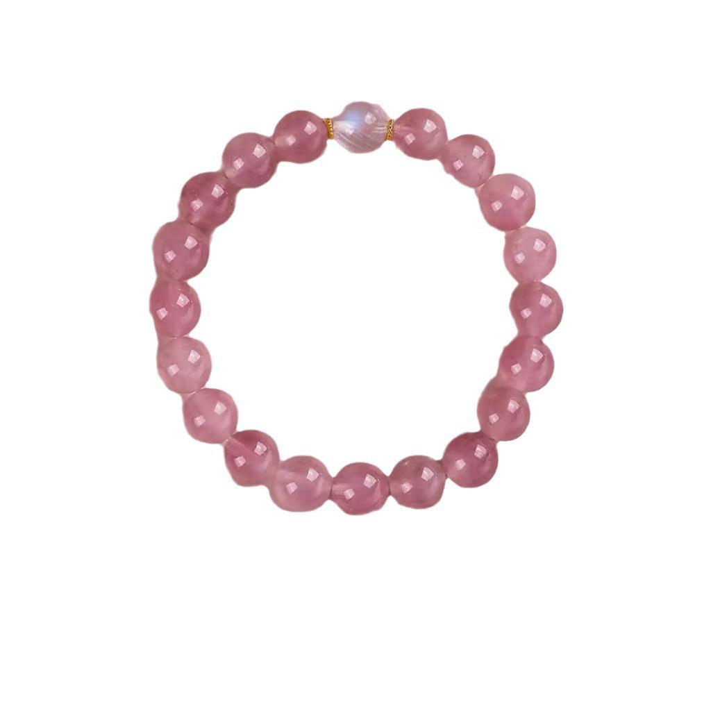 Natural Hibiscus Pink Moonstone Crystal Bracelet Unique original design simple and fresh peach blossom bracelet