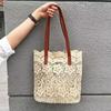 New Lace Bucket Bag Women Shoulder Bags Leisure Mother Child Bags Hollow Out Seaside Beach Bags Grass Woven Trend Handheld Bags