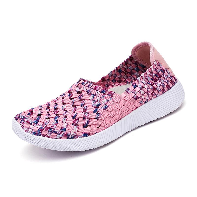 Мода 2024 Весна Женская обувь Лето Эластичная лента Плетение Повседневные балетки Дышащие женские кроссовки Слипоны Женские лоферы Zapatos Mujer