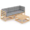 Day and Night - Day and Night Garden Furniture 4 Pieces with Cushions Made of Solid Pine Wood