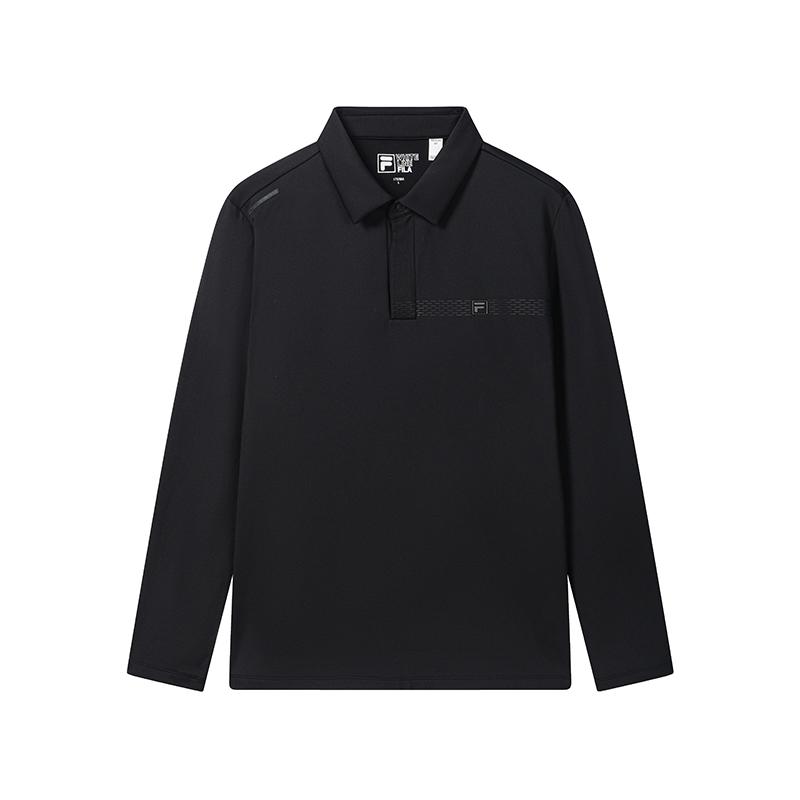 Men's FILA Polo Shirts Men's Jet Black Polo Collar Moderate Straight Fit