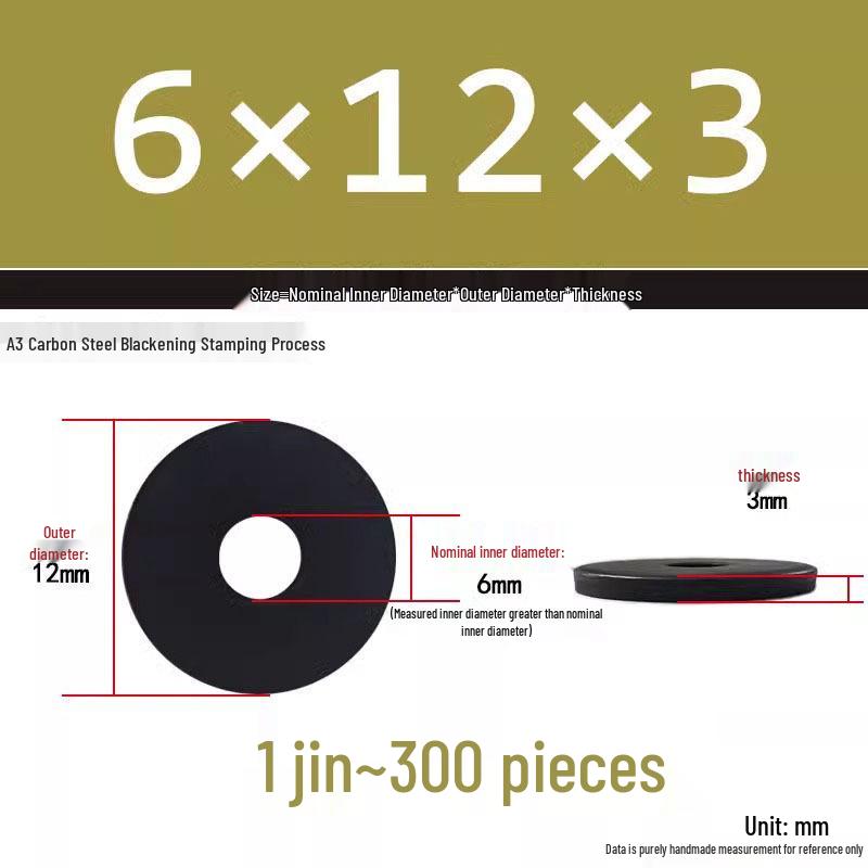 Black Oversized Thickened Round Metal Flat Washer Spacer for Home Use