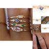 Beautifully Crafted 4 In 1 Set Of Womens Gold Plated Zircon Gemstone Rings
