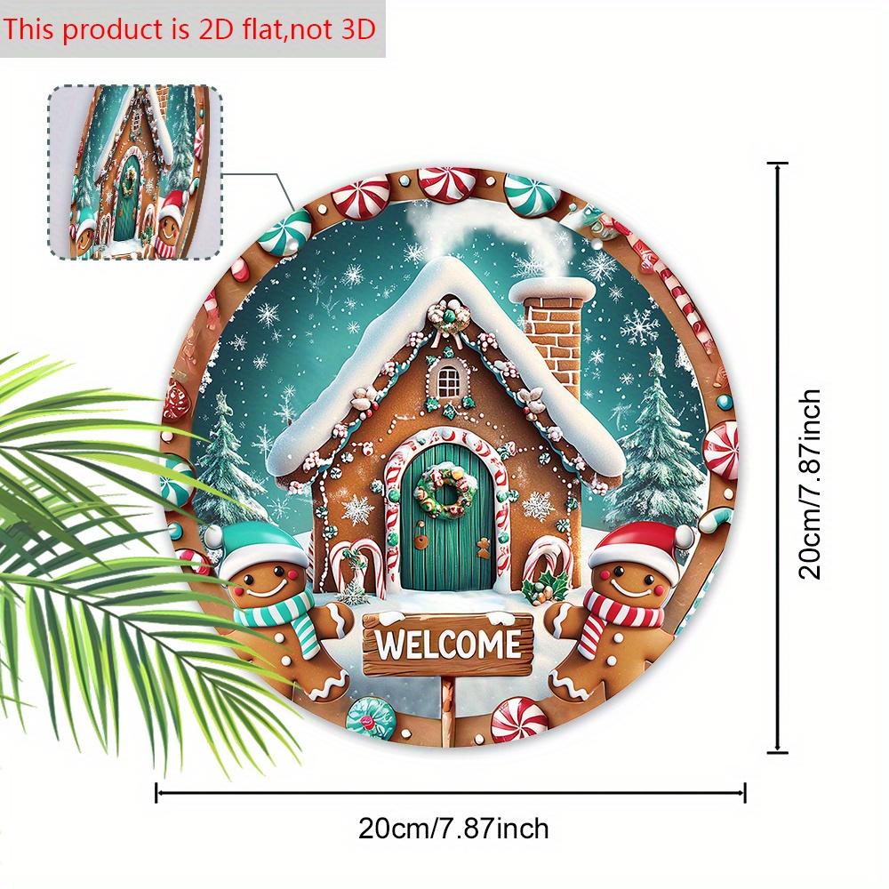 Wooden Christmas Sign with Snow House & Gingerbread Man Pattern - Navidad Welcome Sign for Front Door Wall Hanging Decor - Ideal Christmas Gift