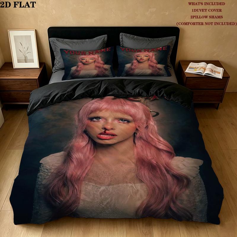 Custom Name Melanie Martinez Pattern Bedding uilt Set uilt Cover Pillowcase Home Decoration Birthday Gift(1*duvet cover + 2*pillowcase without core)