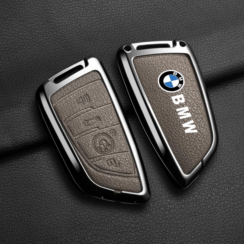 Leather Car Remote Key Case Cover Shell Fob For BMW X1 X3 X5 X6 X7 1 3 5 6 7 Series G20 G30 G11 F15 F16 G01 G02 F48 Keyless Bag mkdf86