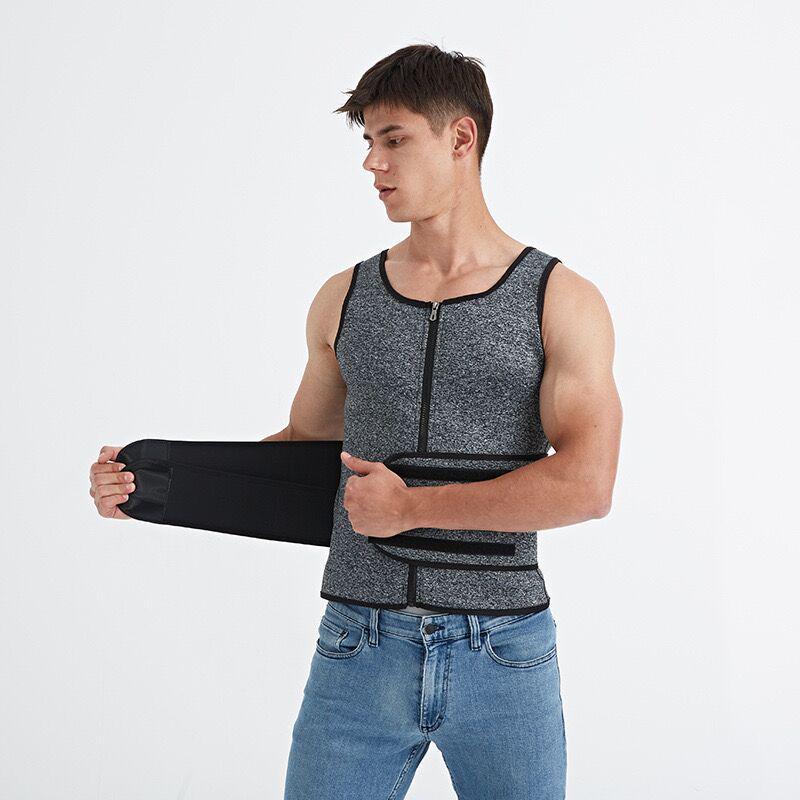 Men's Double Belt Vest Shapewear with Reinforced Sweat-Enhancing Rubber Corset for Waist and Abdomen Support