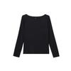 Nike Solid Color Off-The-Shoulder Fitted Long Sleeve Workout Top Women Tops Black DQ6035-010