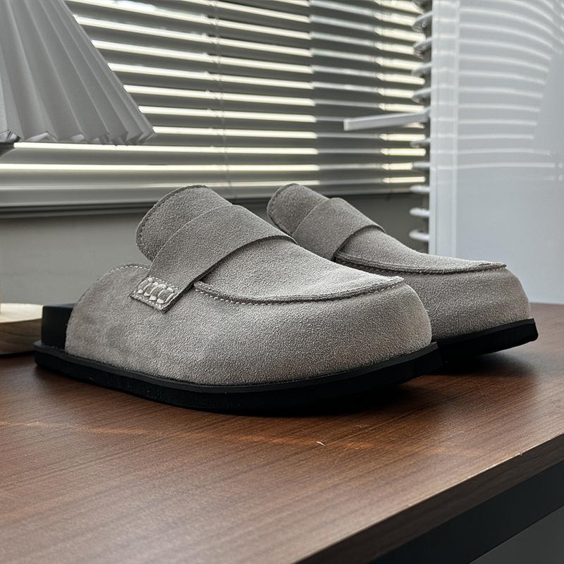 Мужские замшевые мюли-тапочки Удобная мужская обувь для ходьбы Для дома и улицы Мягкая подошва Дышащие балетки Ручная работа Мужская повседневная обувь