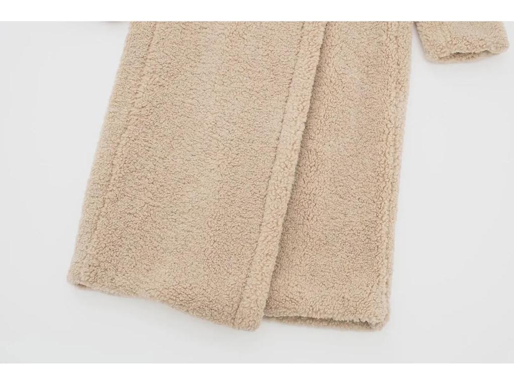 Женское зимнее двубортное длинное пальто из овчины в европейском и американском стиле 