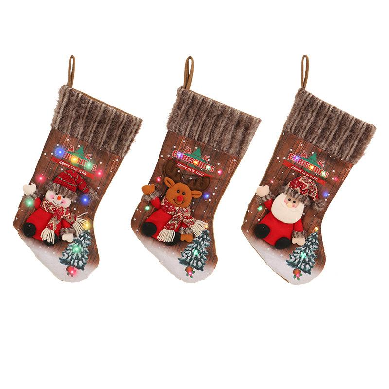 Zhongran Christmas Lights Christmas Stockings 2026 Christmas Tree Pendant Children's Gift Bag Fireplace Decorative Socks