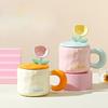 Подглазурная лента, крышка, ложка-цветок, керамическая чашка, Фестиваль середины осени, деловой подарок, чашка, изысканная, макаронс, подарок для девушек