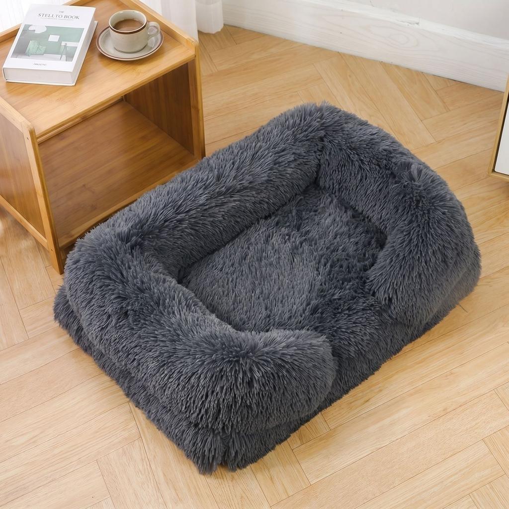 Winter Plush Memory Foam Pet Bed with Removable Cover