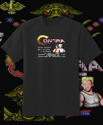 Футболка Contra Nes Стартовый Экран Ретро Аркадная Видеоигра Быстрая Доставка!