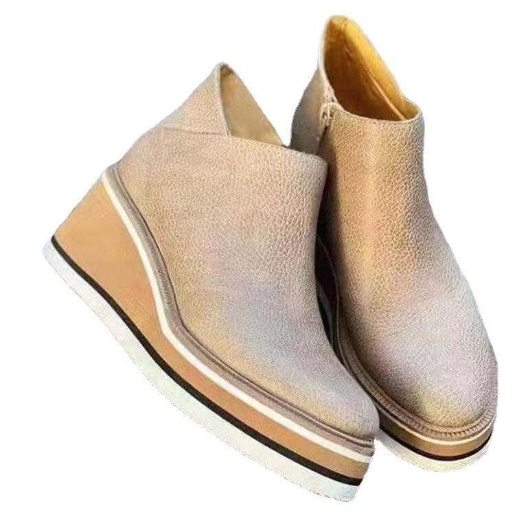 Женские короткие ботинки большого размера с боковой молнией, осень 2021 г.