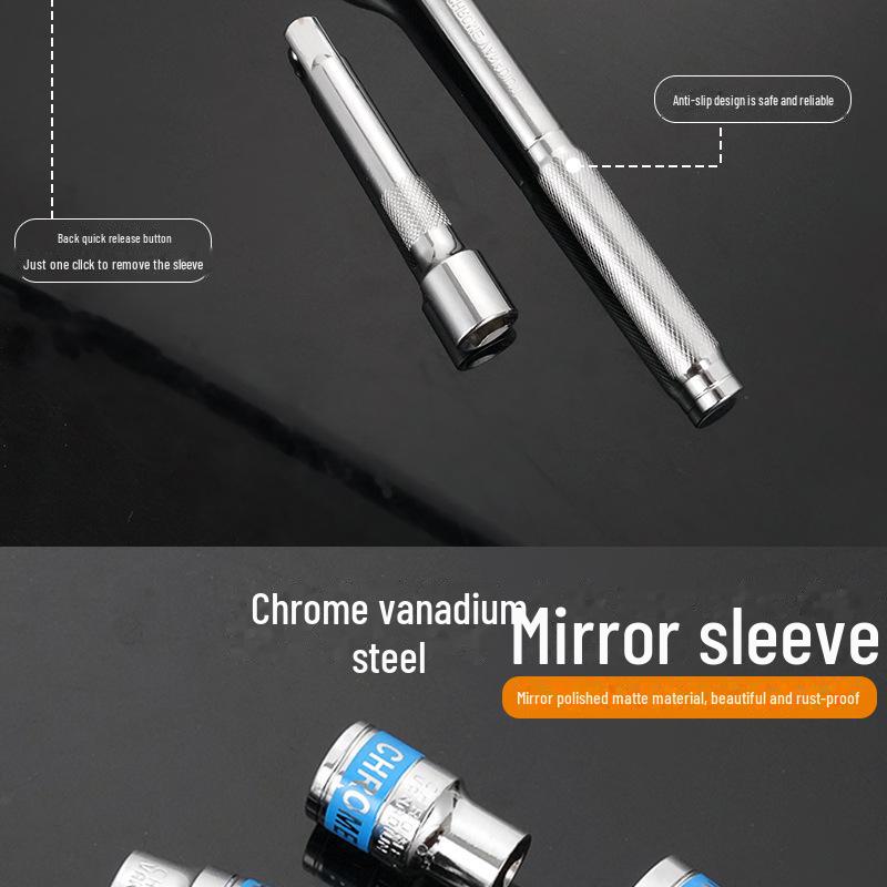 Набор из 12 гаечных ключей с трещоткой двойного назначения из хром-ванадиевой стали с удлинителем и железным футляром