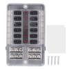 12 Way Fuse Box Red LED Indicator Light Water Proof Cover 32V Fuse Holder for Car Truck Boat RV