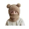 Children Hat with Face Guard Double Plush Ball Decor Solid Color Windproof Ear Protection Baby Hat Woolen Knitted Hat
