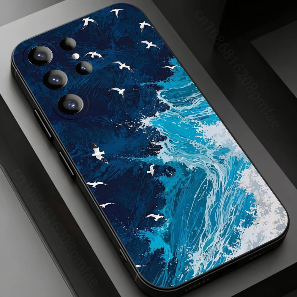 Современный Арт Волна Чехол для Телефона для Samsung Galaxy S20,23 Ultra S24,22 Plus S25,26,21FE TPU Чехол